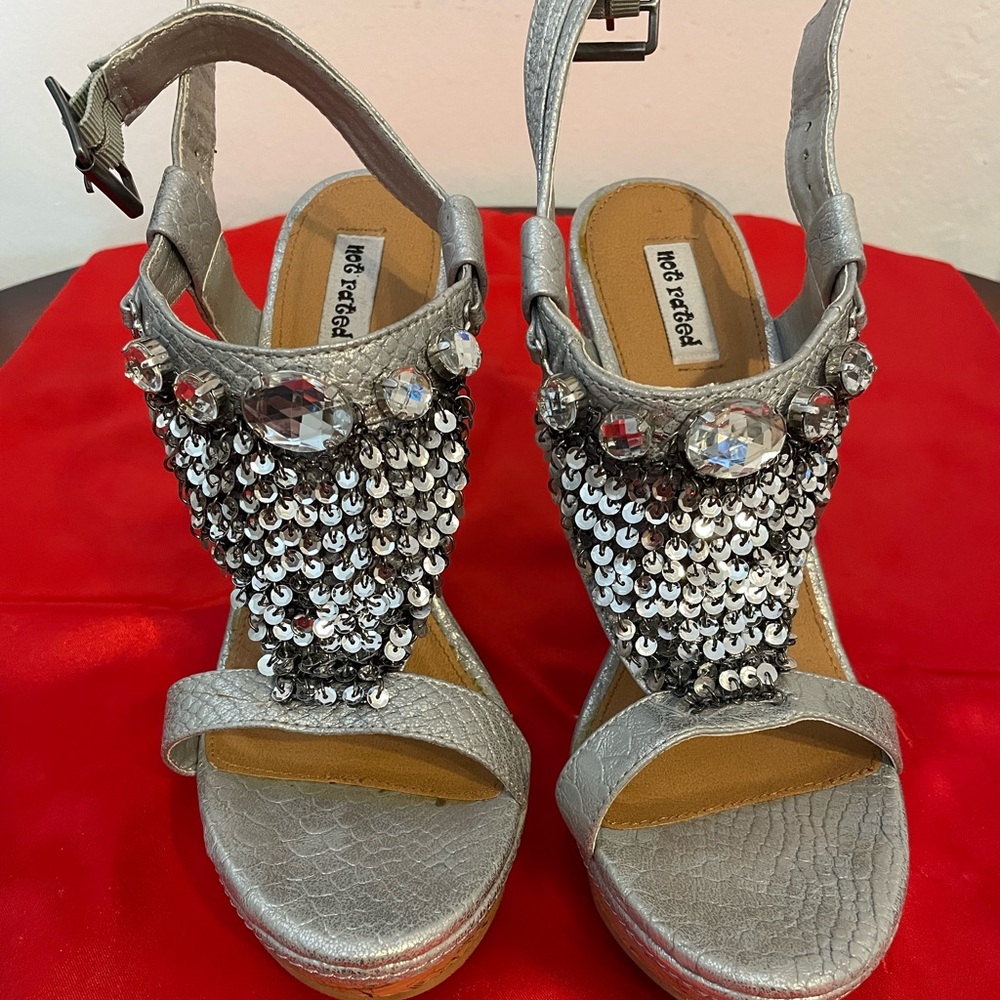 Silver Jeweled Wedges